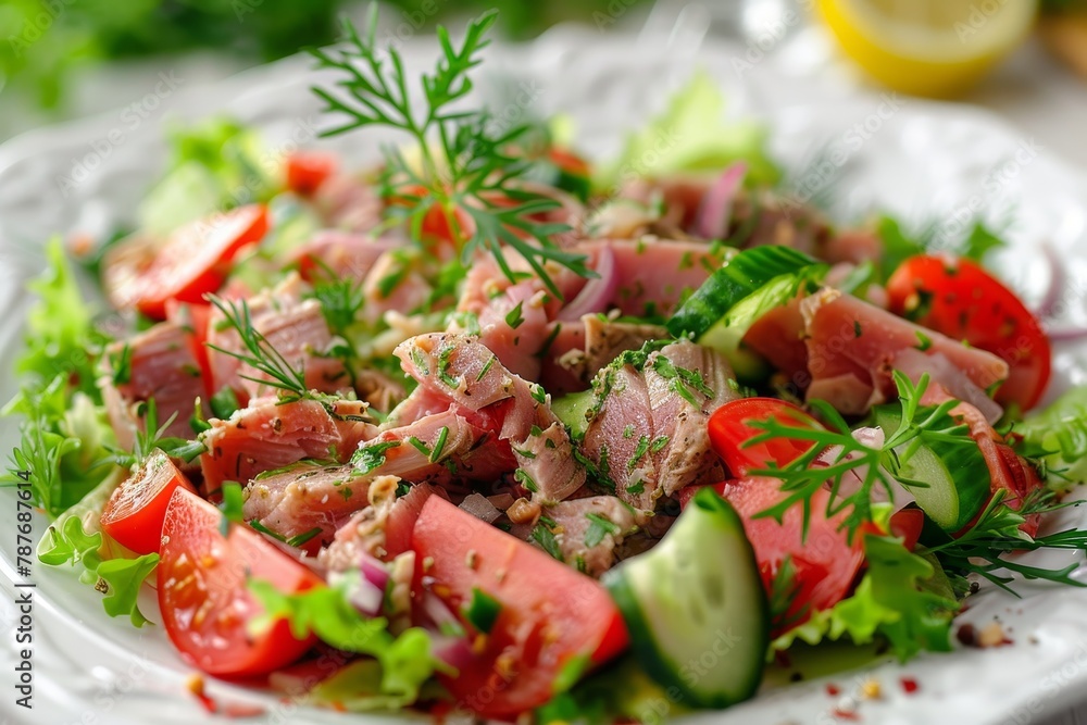Tuna salad traditional French close up Tuna salad traditional French close up