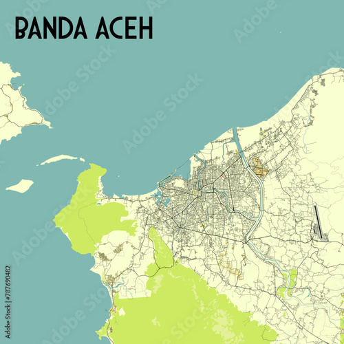 Banda Aceh Indonesia map poster art