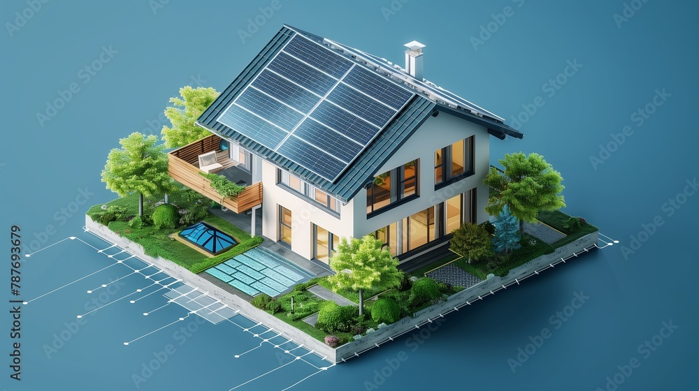 Modern Sustainable Home with Solar Panels Modern Sustainable Home with Solar Panels