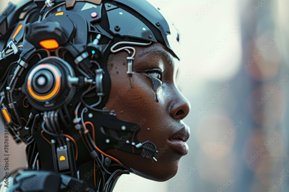 A cybernetic revolution, with humans augmenting their bodies with cybernetic implants, enhancing their abilities and transcending the limits of humanity A cybernetic revolution, with humans augmenting their bodies with cybernetic implants, enhancing their abilities and transcending the limits of humanity