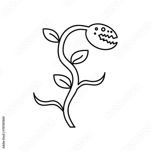 carnivorous plant icon, vector flat liner illustration for web and app..eps