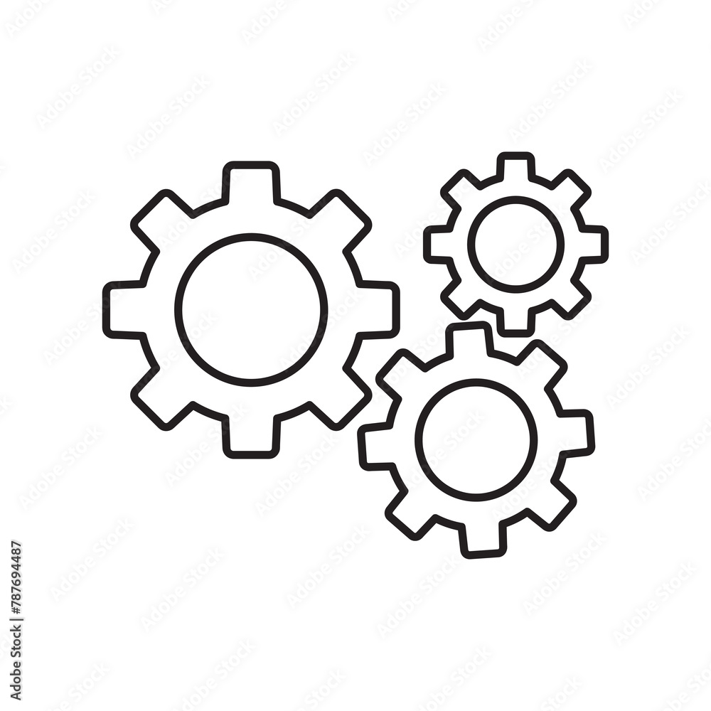 gear Icon vector flat design liner illustration, coq wheel flat liner style illustration for web and app..eps