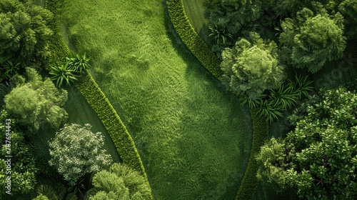 Top view of a bright grass garden for creating green backdrops football fields and golf courses