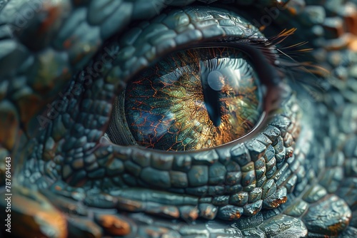 A close up of a reptilian eye with slit pupil.