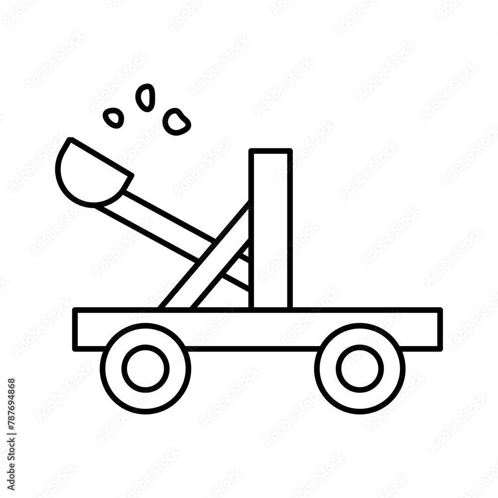Medieval, catapult icon. simple flat liner illustration for web and app..eps Medieval, catapult icon. simple flat liner illustration for web and app..eps