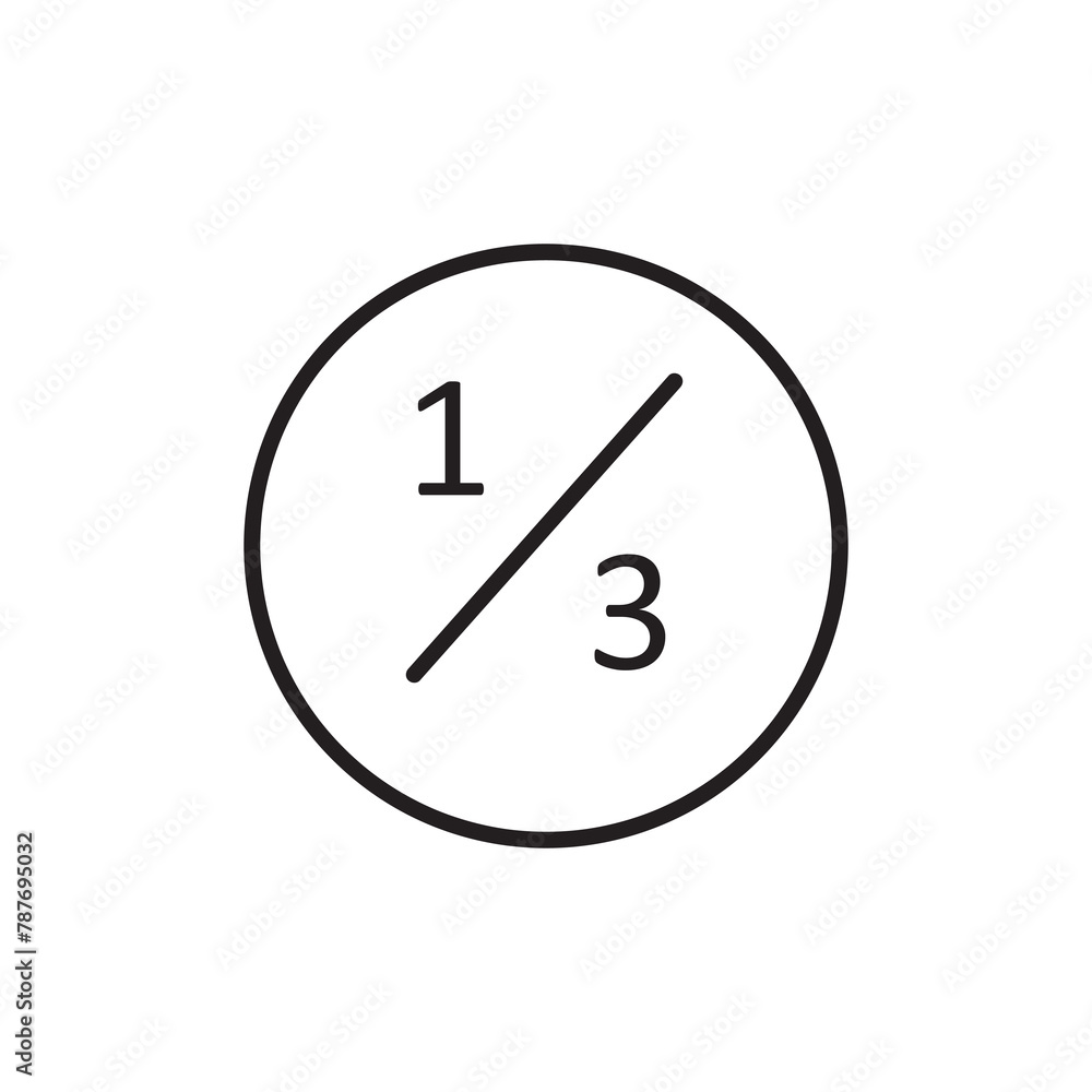 one third icon. vector flat simple illustration for web and app..eps one third icon. vector flat simple illustration for web and app..eps