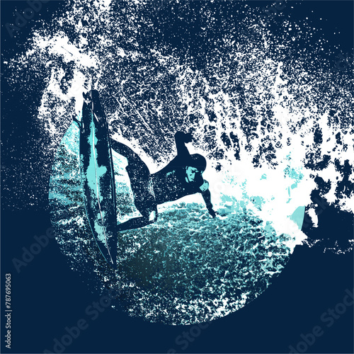 surf, ilustracion, olas, silueta, pegatina, surfista, vector	
