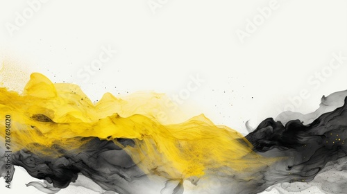 Abstract background in Chinese ink style with a black background and yellow colors photo