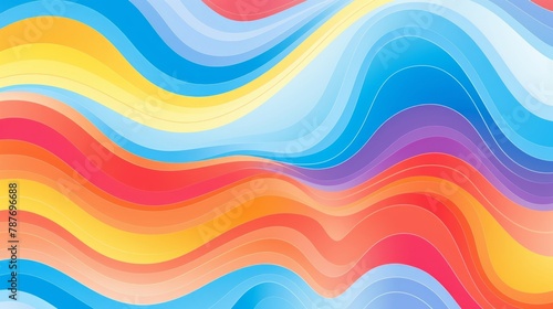 Abstract background of rainbow groovy wavy line in 1970s Hippie Retro style