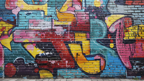A colorful graffiti wall with the letters  Z  and  B  on it