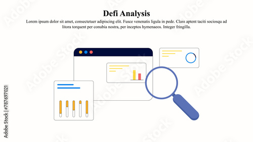 Illustration concept of Decentralized Finance analysis.