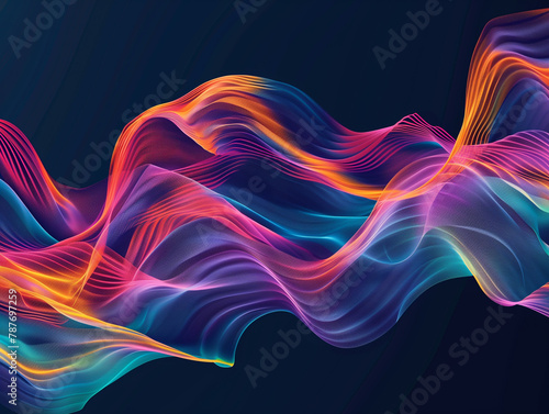 Ethereal neon waves flowing across a dark backdrop, radiating a sense of motion.