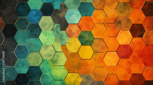 abstract graphic using octagons with color inspiration from different countriy's falgs photo