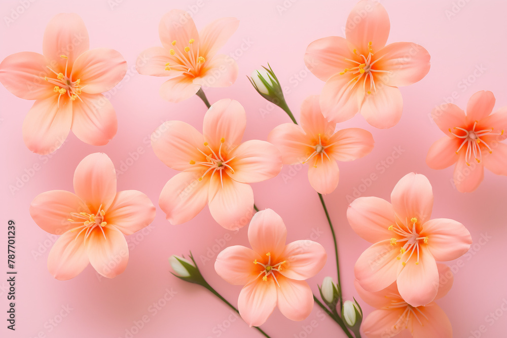 A close up of a bunch of pink flowers on a pink background A close up of a bunch of pink flowers on a pink background