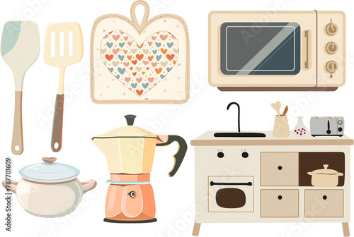 illustration set of kitchen equipment