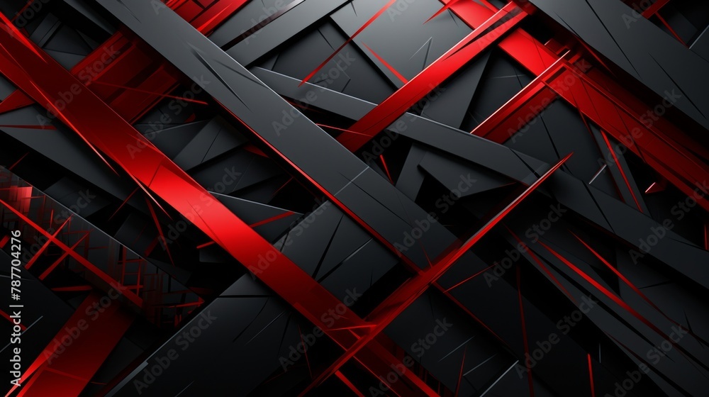 Fototapeta premium black, red and gray cross pattern wallpaper image, in the style of abstraction gamercore