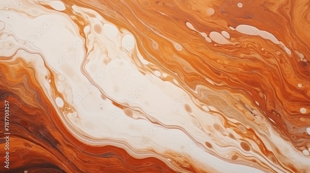 Fluid art marbled paint textured background in brown colors
