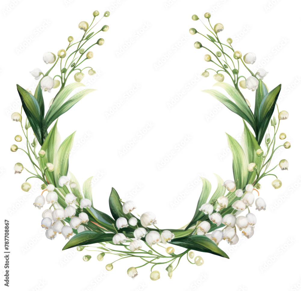 PNG Lily of valley flowers frame wreath plant white.