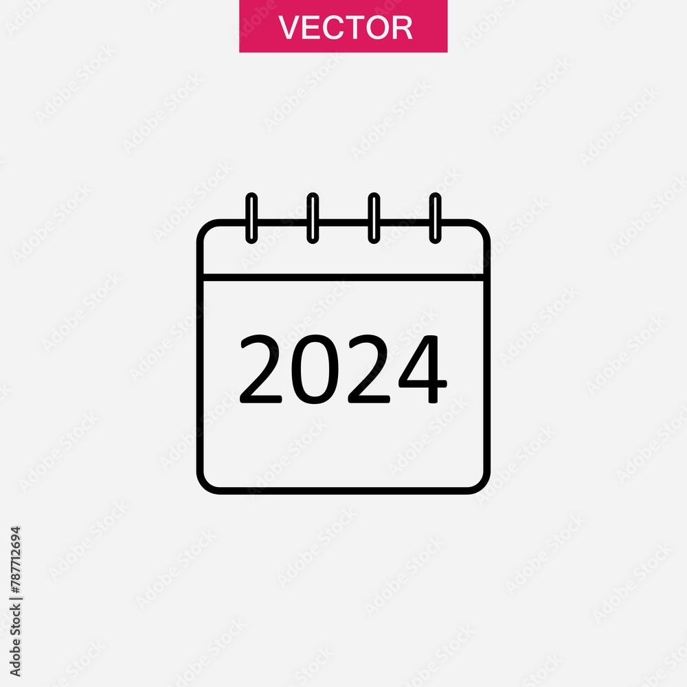 2024 Year Calendar line icon, vector flat trendy style illustration for web and app..eps 2024 Year Calendar line icon, vector flat trendy style illustration for web and app..eps