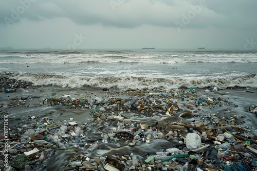 Plastic Pollution on a Tropical Beach