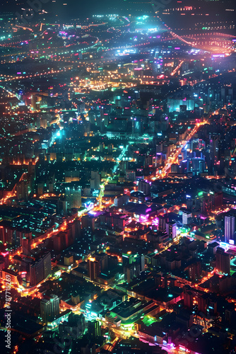 Aerial View of a Sprawling Urban City at Night © Theresa