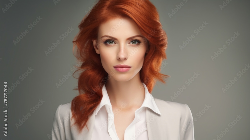 Successful businesswoman redhead female model