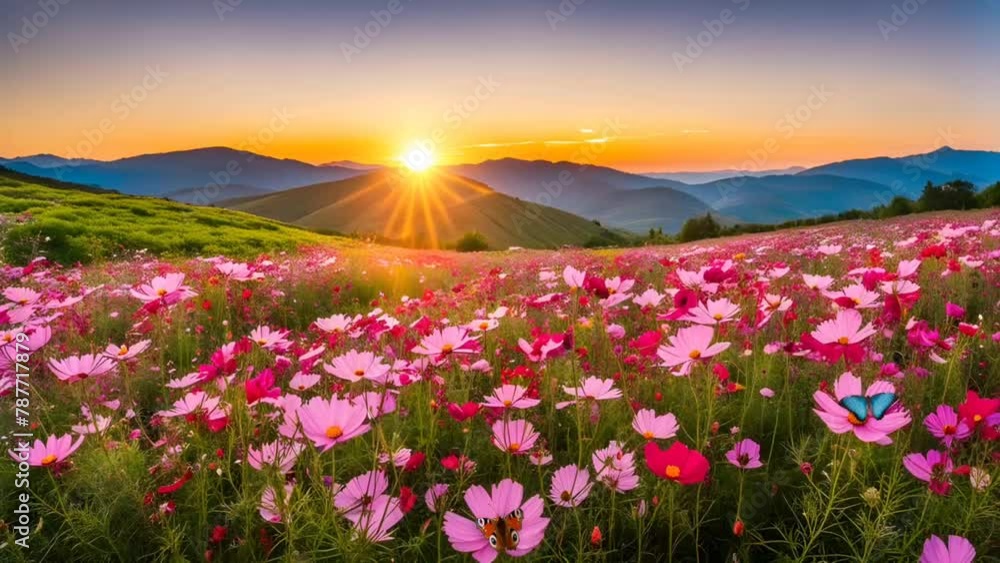 Majestic sunset over the rugged mountain peaks. Breathtaking alpine glow in the evening sky. Majestic sunset over the rugged mountain peaks. Breathtaking alpine glow in the evening sky.