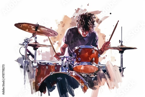 illustration of a drummer playing the drum set photo