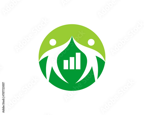 Abstract people and chart growth up incorporating logo