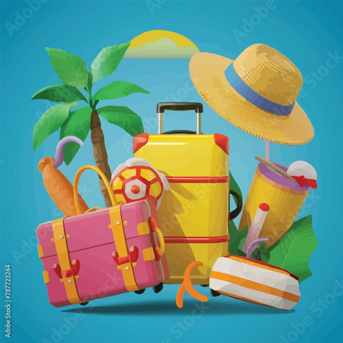 Summer time background palm tree design