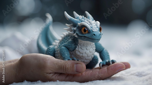 Baby Snow Dragon in Hand