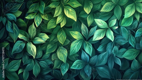Lush green foliage digital illustration