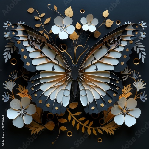 Design paper cut outs of butterfly and flowers