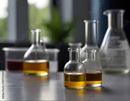 Silicone oil in container, chemical analysis in laboratory, chemical raw materials in industry 