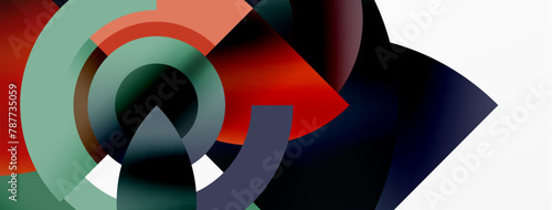 Closeup of a vibrant geometric pattern featuring circles in azure, electric blue, and carmine colors on a white background. A fun and artistic design reminiscent of a toy or fictional character