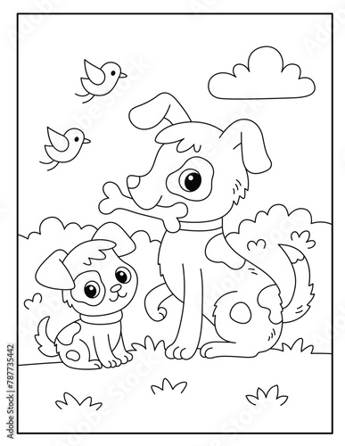 Dog coloring pages for kids © ALIFJOARDER
