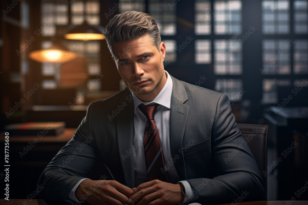 Portrait of confident smart businessman in suit in office Portrait of confident smart businessman in suit in office