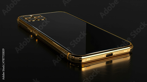 Explore the modern elegance of the iPhone 15-style mobile device featuring 4k resolution and a pale gold color. Super detailed, reality. AI generative. photo