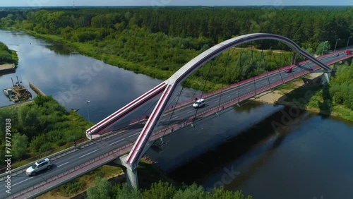 Bridge Madalinskiego Narew River Ostroleka Most Rzeka Aerial View Poland photo