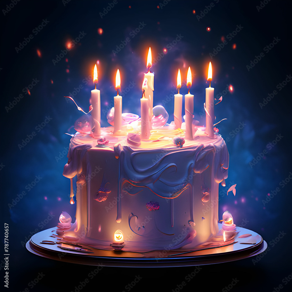 birthday cake with candles isolated on transparent background cutout ...