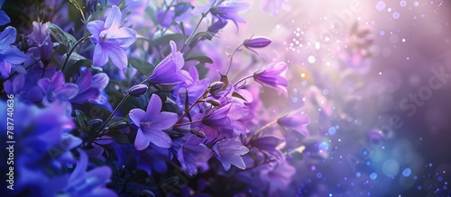 Lovely spring scenery featuring a bouquet of campanula flowers.