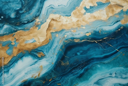 abstract marble background in the style of gold and teal colors