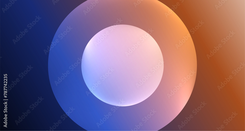 An astronomical object depicted as a blue and orange circle with a white circle in the middle, resembling a lens flare. The macro photography captures its gas composition against the sky backdrop