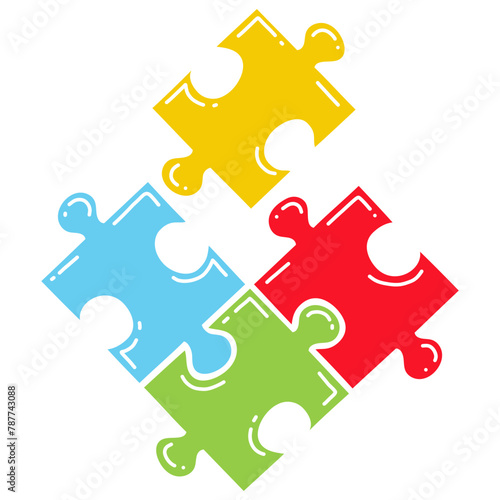 Autism Puzzle Jigsaw Colorful Pieces Vector Illustration Art Flat Design