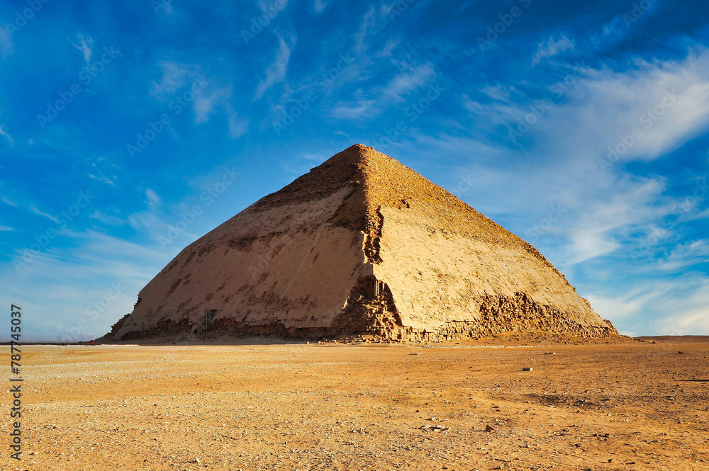 Bent Pyramid, built by the Pharoah Snefuru is the first example of a ...