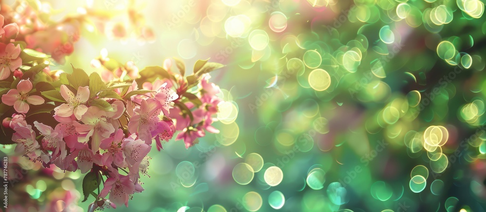 Fototapeta premium Lovely spring bokeh suitable for design projects with ample space for text.