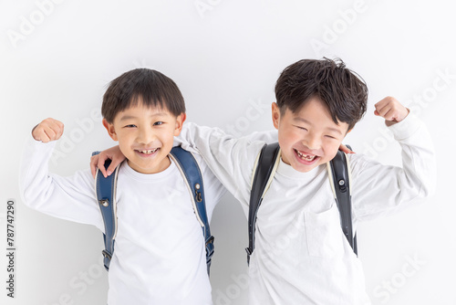 ランドセルを背負った笑顔の男の子　Elementary school student