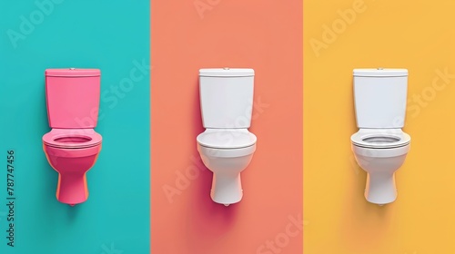 Funny bathroom etiquette quotes layered over a rich, multi-colored background that pops with personality photo