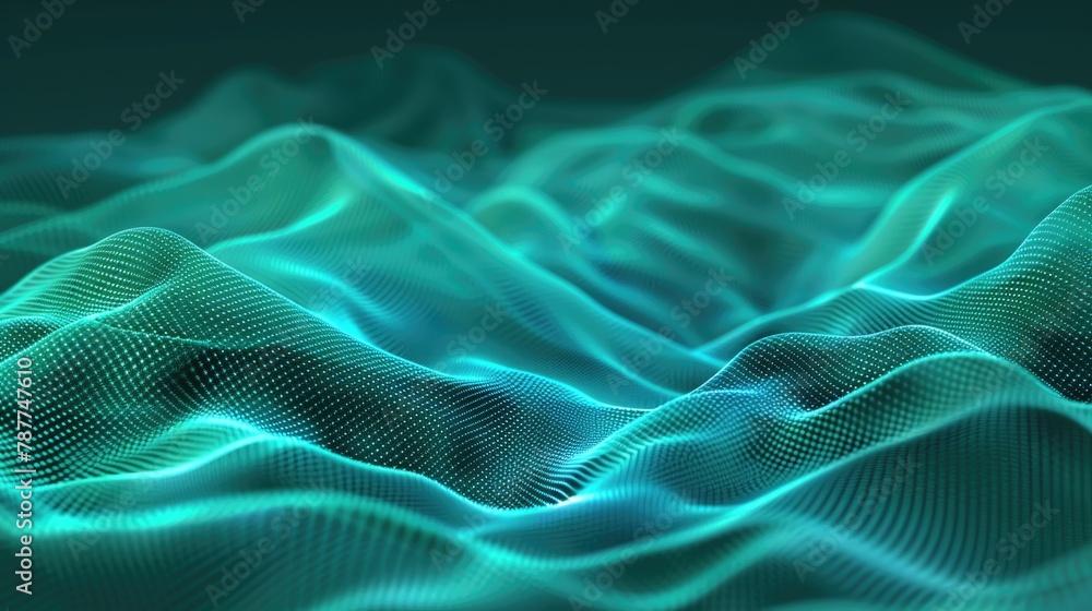 A computer-generated representation of a mountain range in vibrant colors and abstract patterns A computer-generated representation of a mountain range in vibrant colors and abstract patterns
