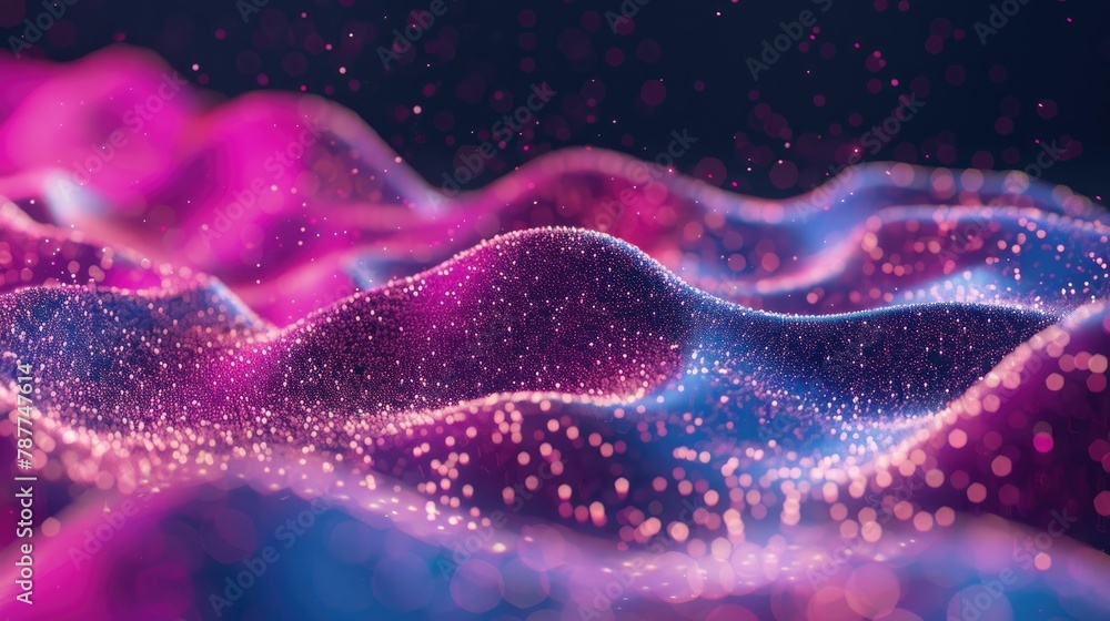 A colorful abstract background with purple and blue tones, featuring bubbles and glowing waves of colored sparks A colorful abstract background with purple and blue tones, featuring bubbles and glowing waves of colored sparks